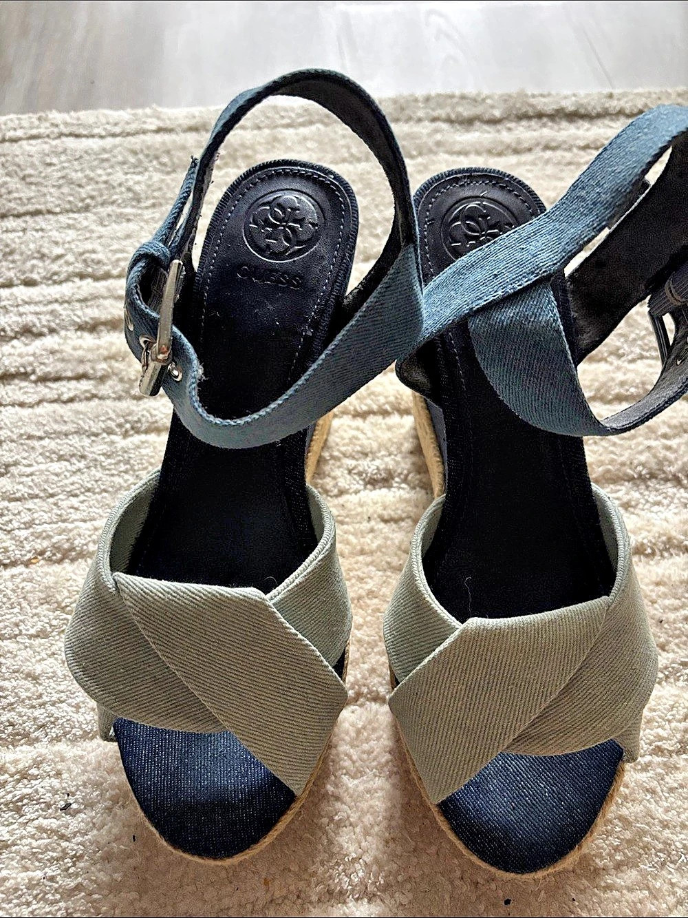Guess Women's Strappy Wedge in two tone